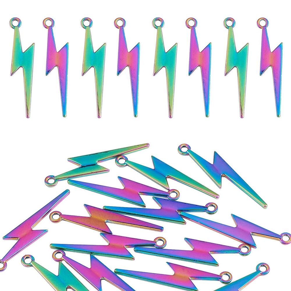 9519 20Pcs Lightning Charms Bulk Rainbow Color Alloy Pendants Charms